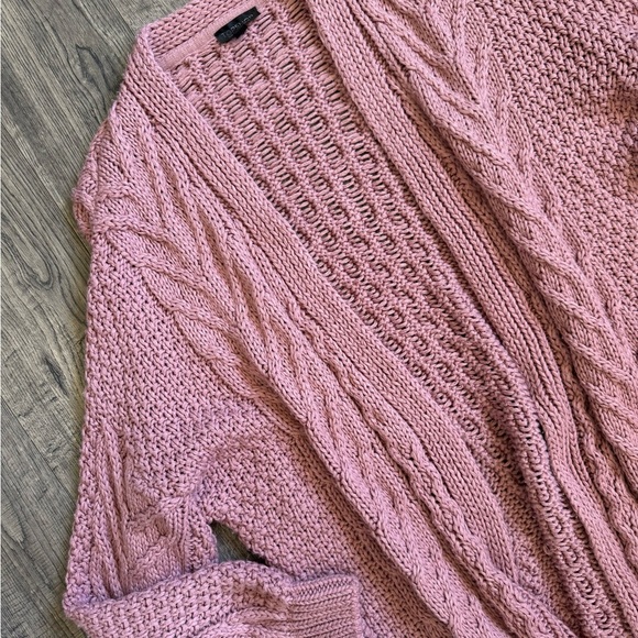 Topshop Cable Knit Balloon Sleeve Cardigan Sweater - Dusty Rose- Size 6 - Picture 3 of 6
